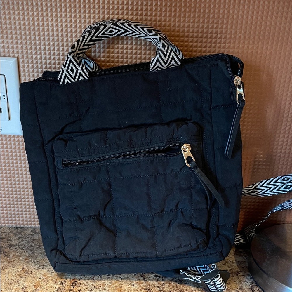 Universal Thread Black Quilted Backpack with Blac… - image 1